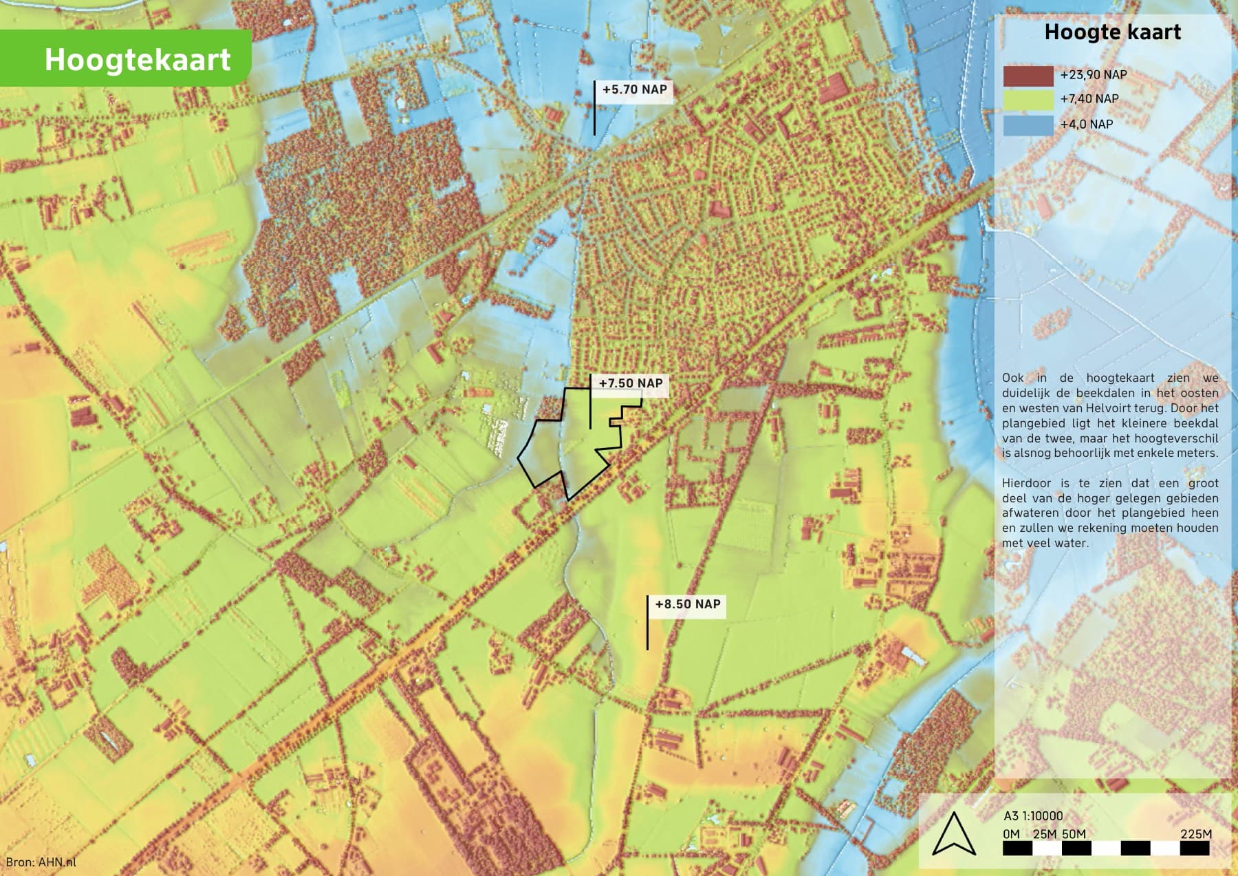 Hoogtekaart van het plangebied