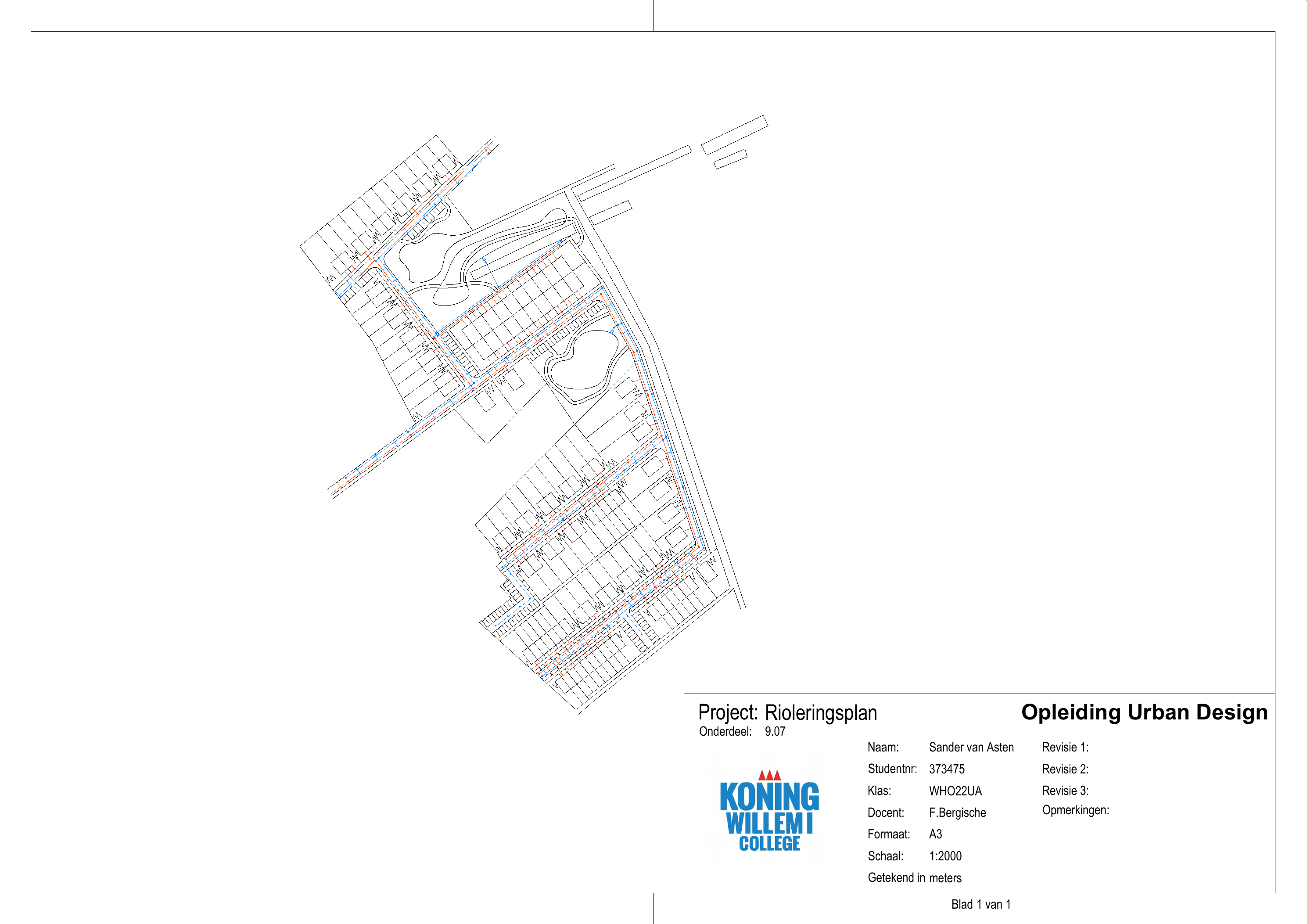 Rioleringsplan met hemelwater- en vuilwaterstelsel