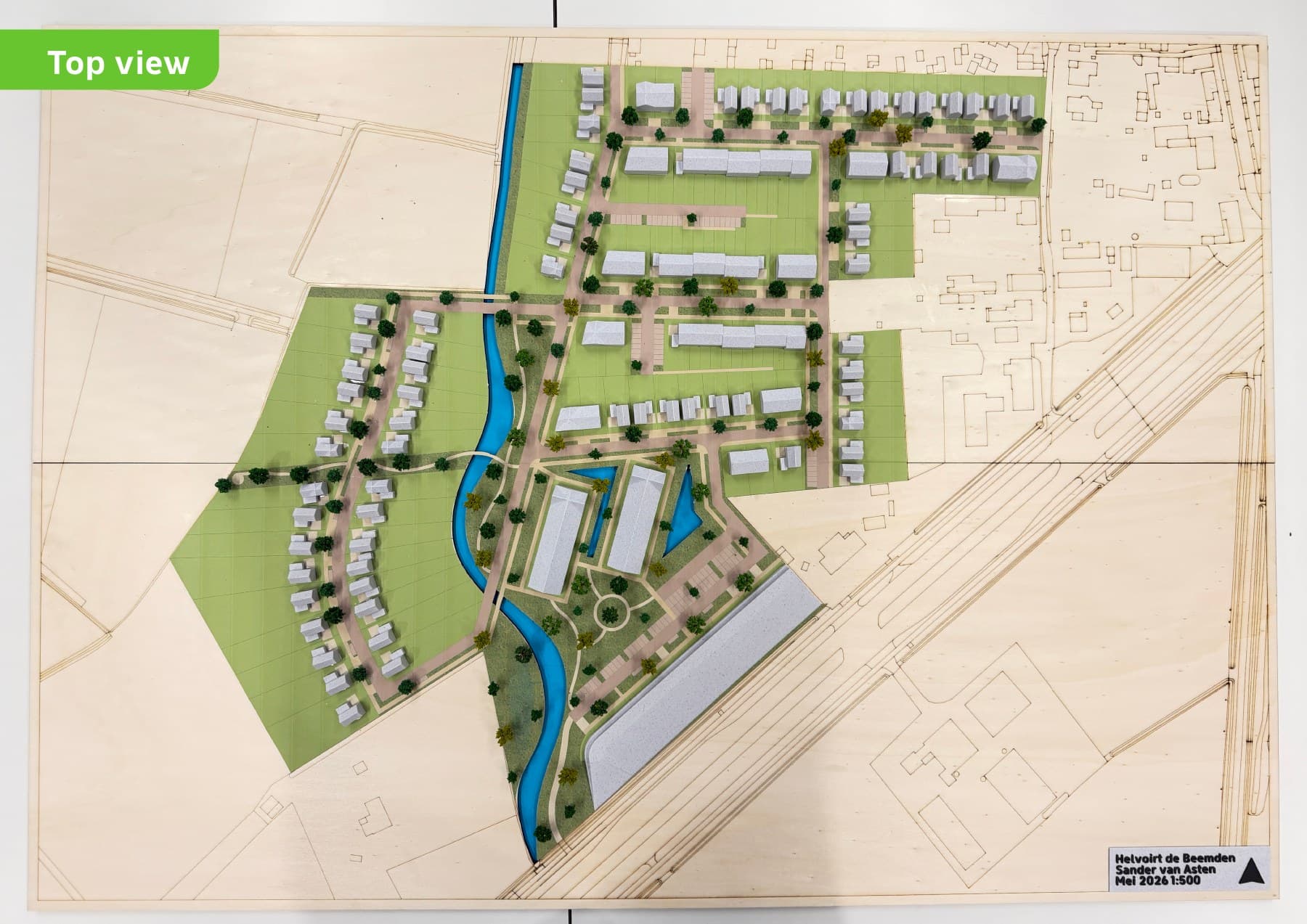 Bovenaanzicht van de maquette voor Helvoirt De Beemden